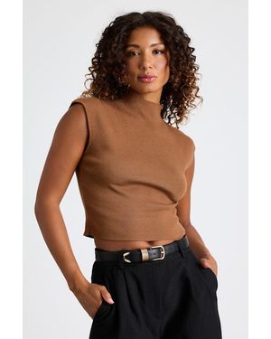 Lulus Suki Mock Neck Cap Sleeve Jumper Top - Black