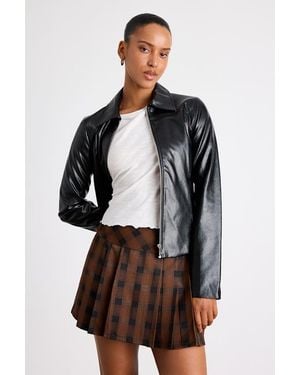 Lulus Firah And Plaid Pleated Mid-Rise Mini Skirt - Gray