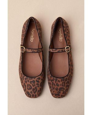 Seychelles Magnolia Leopard Suede Leather Buckle Ballet Flats - Brown