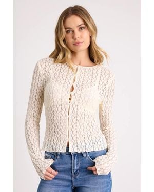 Lulus Collie Sheer Lace Button-Front Cardigan - White