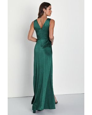 perfectly classy emerald green satin strappy maxi dress Emerald Green Maxi Dress M main image 1