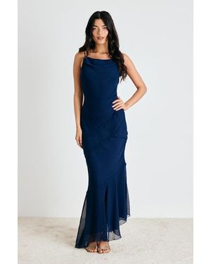 Lulus Lanista Strappy Asymmetrical Maxi Dress - Blue