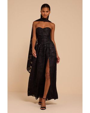 Lulus Izzy Strapless Maxi Dress & Scarf Dress Set - Black