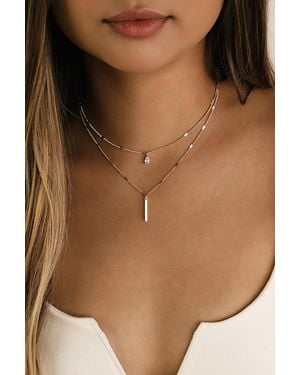 Lulus Simple Admiration Rhinestone Layered Necklace - Brown