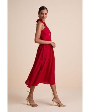 Lulus Emrah Cross-Front Cutout Halter Midi Dress - Red