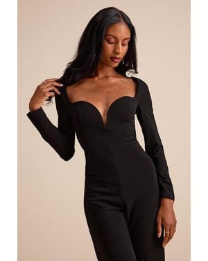 Lulus Eastyn Long Sleeve Straight Leg Jumpsuit - Black
