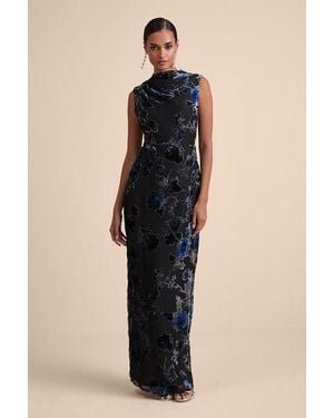 Lulus Composed Glamour And Floral Burnout Velvet Maxi Dress - Natural