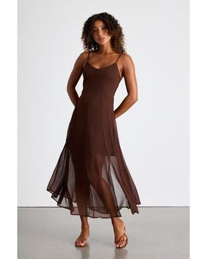 Lulus Euroa Seamed Sleeveless Midi Dress - Brown