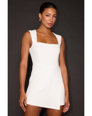 Lulus Enticing Endeavors Square Neck Sleeveless Skort Romper - White