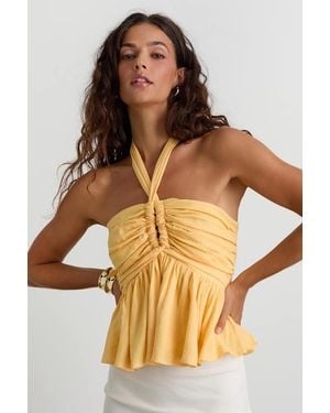 Lulus Kadri Peplum Halter Top - Metallic