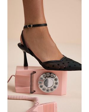 Lulus Polaris Mesh Heart Ankle Strap Court Shoes - Natural