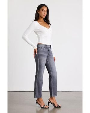 Flying Monkey Alminah Denim Mid-Rise Straight Leg Ankle Jeans - Gray