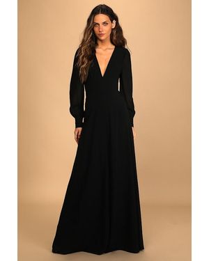 Lulus Talk About Divine Long Sleeve Backless Maxi Dress - Black