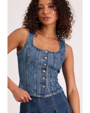Levi's Sculpted Medium Wash Denim Vest Top - Blue