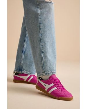 Gola Stadium Shocking And Quilted Leather Trainers - Blue