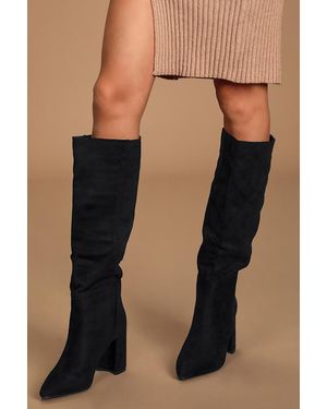 Lulus Katari Suede Pointed-Toe Knee High Boots - Black