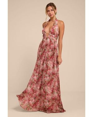 Lulus Gemma Floral Chiffon Maxi Dress - Pink