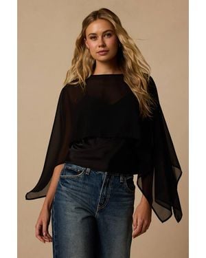 Lulus Macy Mesh Cape Top - Black
