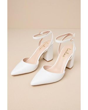 Lulus Embley Pointed-Toe Ankle Strap Pumps - Natural