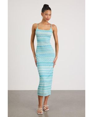 Lulus Alanza Multi Tie-Back Jumper Midi Dress - Blue