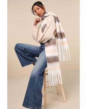 Lulus Alpine Attitude Striped Oversized Scarf - Blue