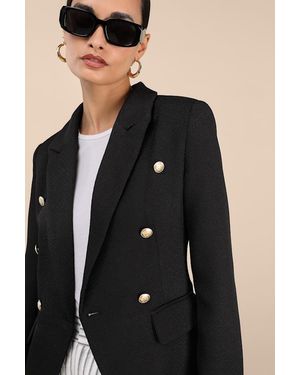 Lulus Sandara Oversized Double-Breasted Blazer - Black
