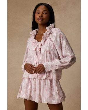 Lulus Marcia Floral Ruffled Drop Waist Mini Dress - Pink