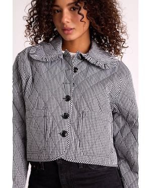 Lulus Ilona Gingham Quilted Collared Jacket - Gray