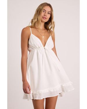 Lulus Lelina Tie-Front Babydoll Mini Dress - Natural
