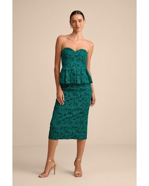 Lulus Frederica Floral Jacquard Peplum Midi Dress - Green