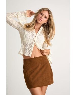 Lulus Idalie Corduroy High-Rise Mini Skirt - Brown
