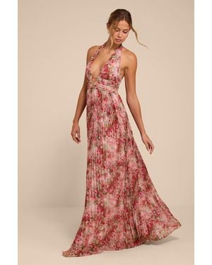 Lulus Gemma Floral Chiffon Maxi Dress - Pink