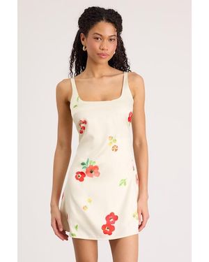 Lulus Malandra Print Satin Mini Dress - White