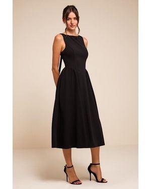 Lulus Kenly Boat Neck Cutout Midi Dress - Black