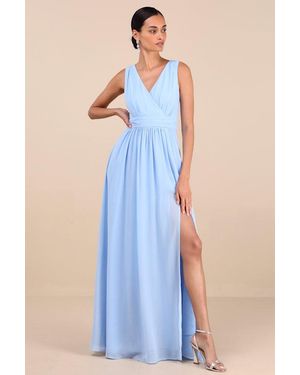 Lulus Thoughts Of Hue Surplice Maxi Dress - Blue