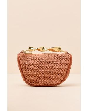 Lulus Delta Raffia Twisted Handle Crossbody Handbag - Red