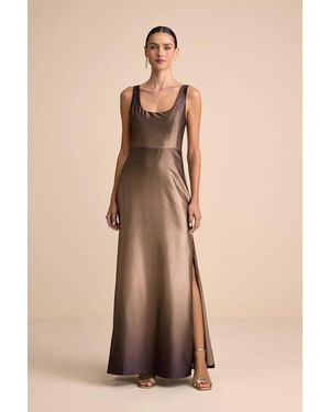 Lulus Cerise Ombre Satin Sleeveless Maxi Dress - Natural