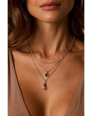 Lulus Margot Layered Charm Necklace - Brown
