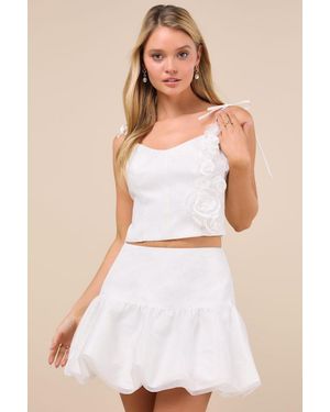 Lulus Angelic Perception Taffeta Bubble-Hem Mini Skirt - Natural
