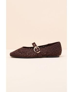 Lulus Nanette Eyelet Buckle Ballet Flats - Brown