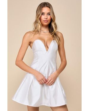 Lulus Best Charm Taffeta Strapless Mini Dress - White