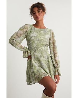 Lulus Kivah Boho Print Long Sleeve Mini Dress - Green