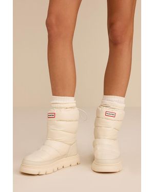 HUNTER Maribel Waterproof Insulated Puffer Mid-Calf Boots - Natural