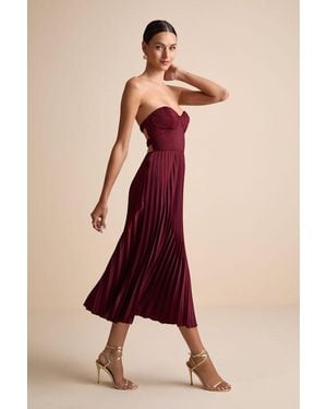 Lulus Irelyn Satin Bustier Midi Dress - Red