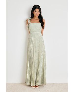 Lulus Cahlia Sage Floral Burnout Pleated Maxi Dress - Natural