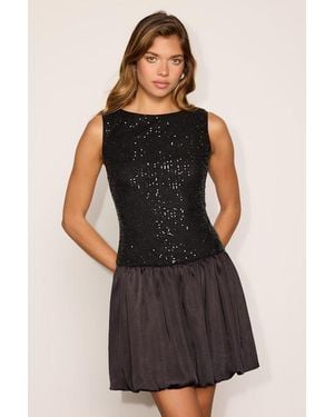 Lulus Myrtle Sequin Drop Waist Dress - Black
