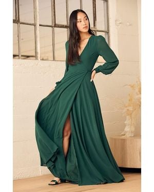 Lulus My Whole Heart Long Sleeve Wrap Dress - Green