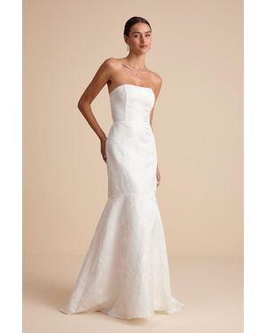 Lulus Cagney Floral Jacquard Strapless Trumpet Maxi Dress - Natural