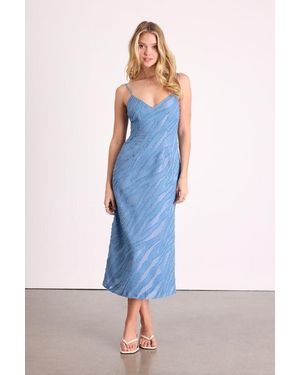 Lulus Derisa Textured Burnout Slip Midi Dress - Blue
