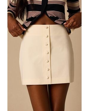 Lulus Stella Cream Button-Front Mini Skirt - Natural
